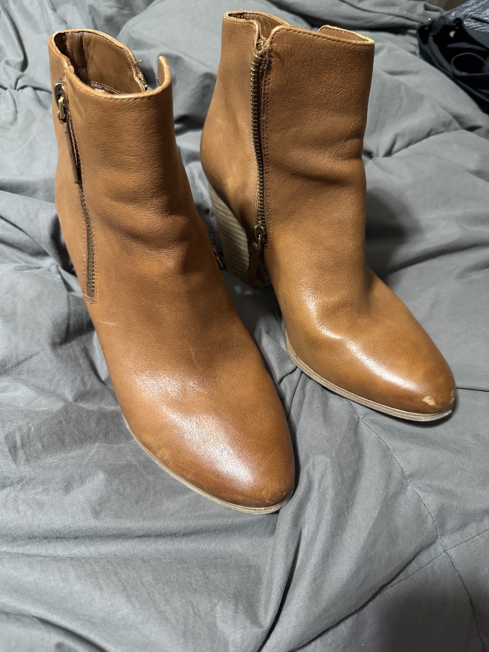 Michael Kors Tan Leather Side-Zip Ankle Booties